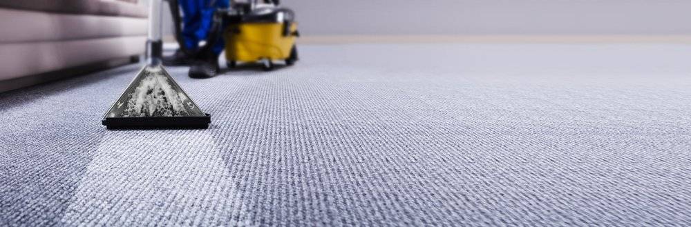 Vacuum running a clean line through a dirty carpet